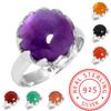 925 Sterling Silver Ring Women Gemstone Handmade Jewelry Mothers' Day Gift Amber Amethyst Black Onyx Carnelian Garnet Quartz Green Onyx Gold Stone