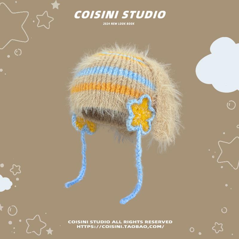 Милые медвежьи ушки Тедди флис вязаный разноцветный пуловер шапка для женщин зимние теплые защитные наушники Able Straps шапки-бомберы