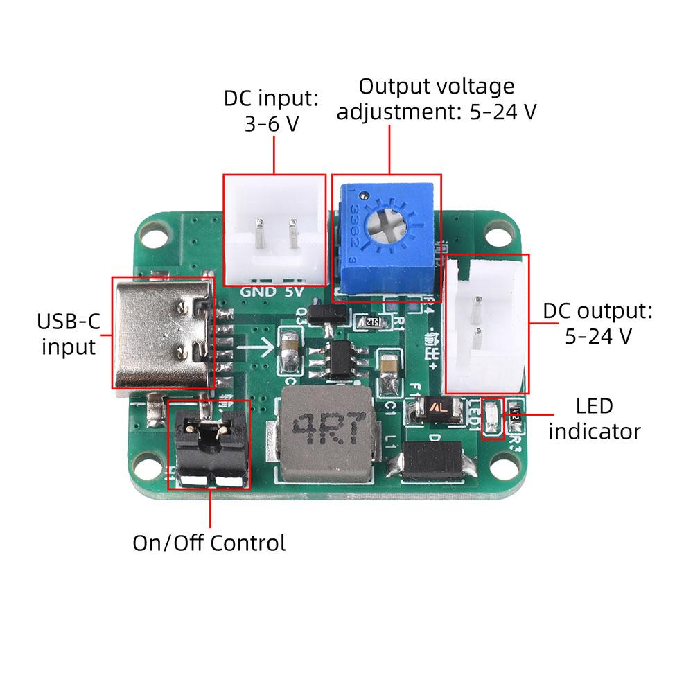 DC1-6V Dual Input Adjustable Boost Module Switch Control 1V 9V 11V 11V Output Short Circuit Protection Power Board