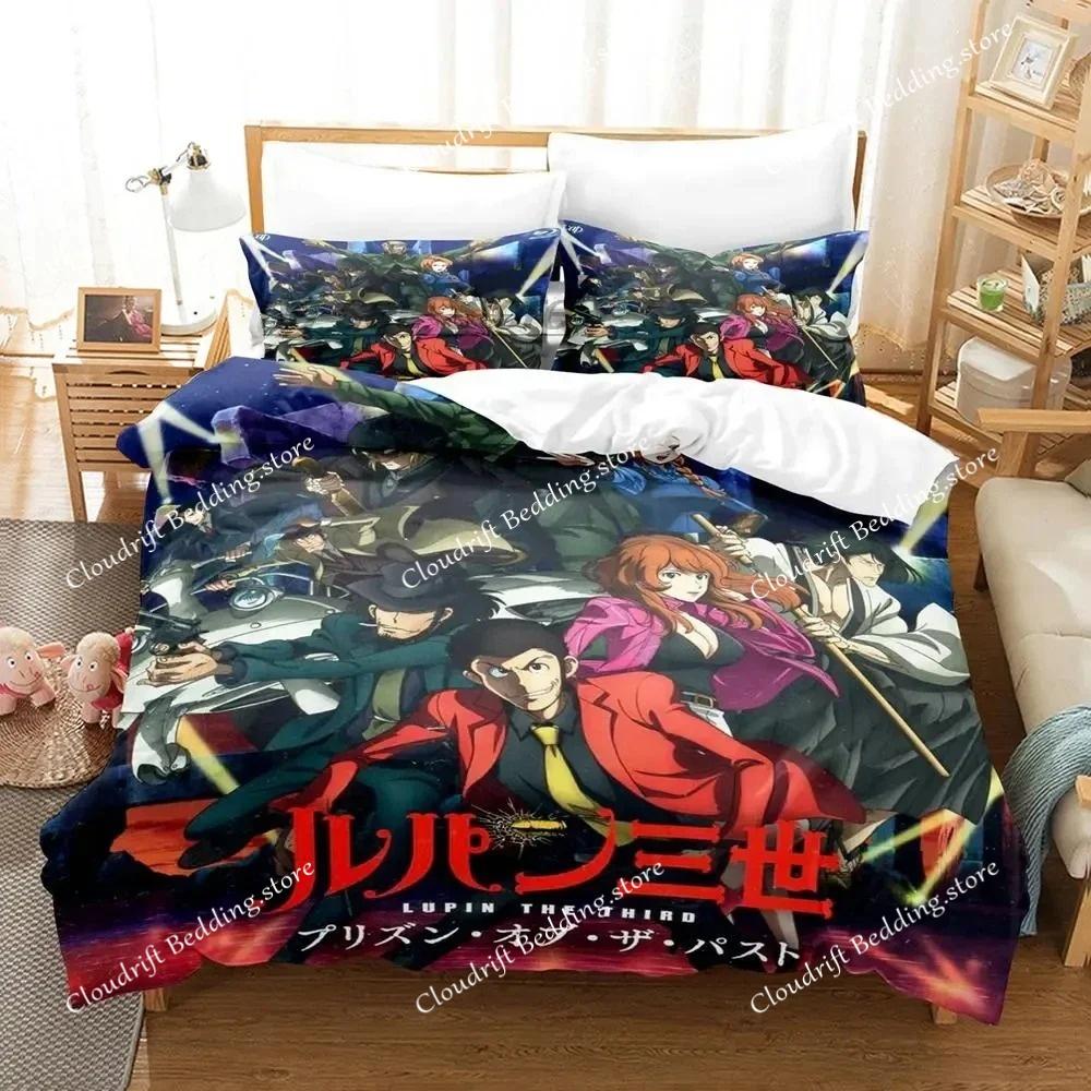 Lupin 3D Печать Аниме Комплект Пододеяльника Односпальный Двуспальный Queen King Размер Комплект Постельного Белья для Мальчиков Пододеяльник Комплект Постельного Белья Чехол для Одеяла