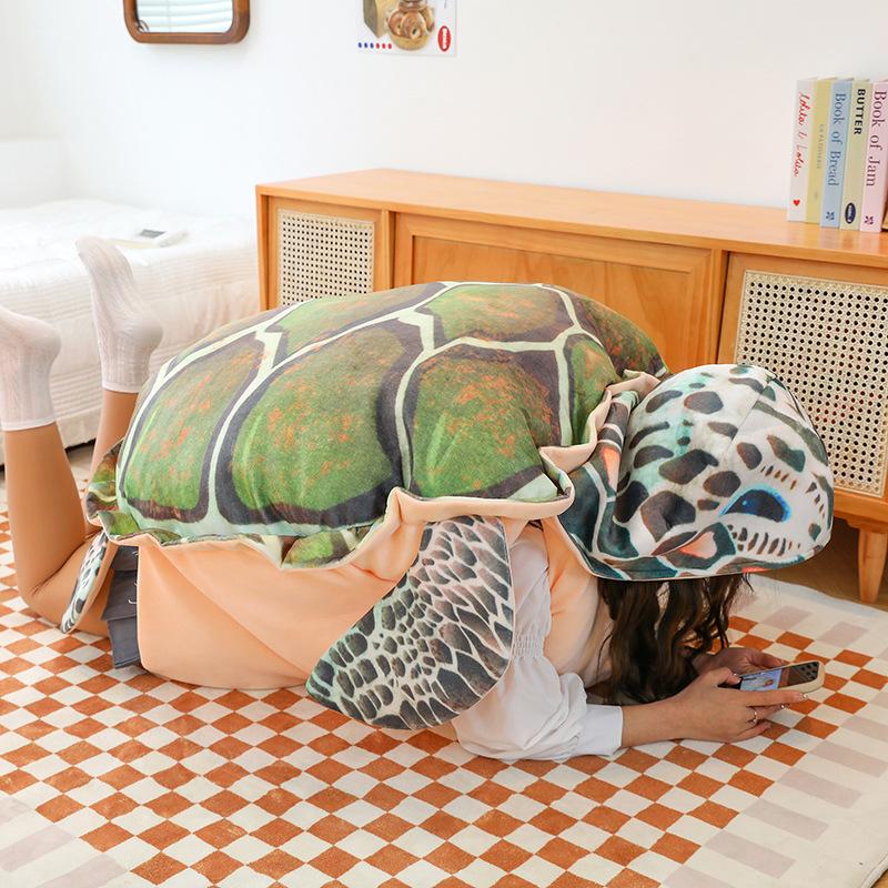 Подушка в виде панциря черепахи, носимая спящая кукла, плюшевая игрушка, забавный человек в панцире черепахи