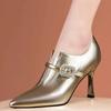 Женские туфли-лодочки, новые модные высококачественные ботильоны на шпильке, осенне-весенние повседневные туфли из лакированной кожи на высоком каблуке для женщин