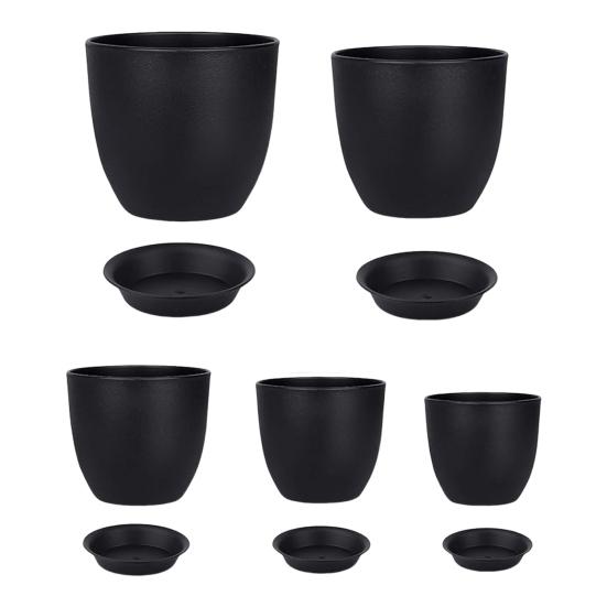 Цветочный горшок с поддоном Пластиковый горшок для растений с дренажными отверстиями Современный декоративный кашпо для комнатных и уличных растений Садовые комнатные растения