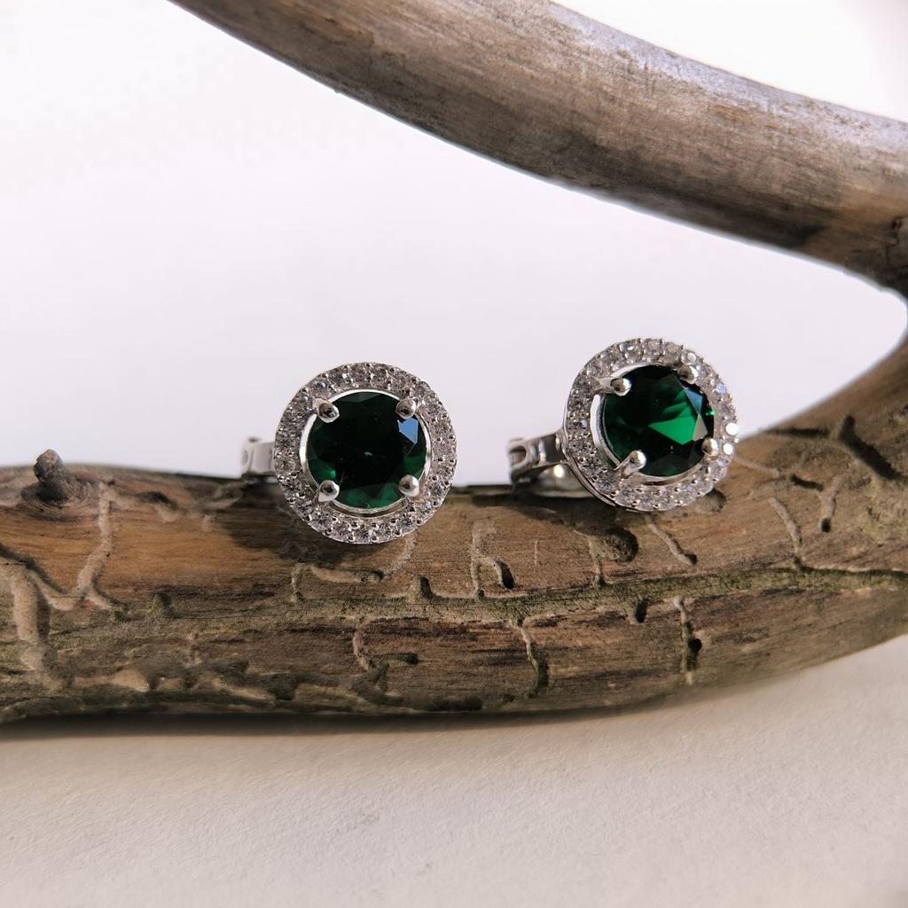 Серебряные серьги с изумрудом nano 3.982ct (2192060)