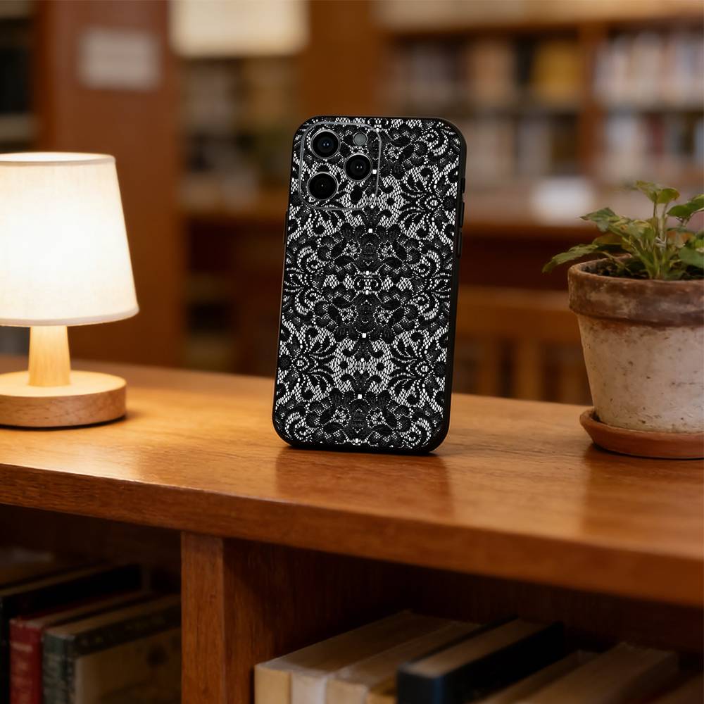 Винтажный кружевной чехол для телефона для iPhone 17, 16, 15, 14, 13, 12, 11 Plus, Pro Max, Другие Мягкий черный чехол
