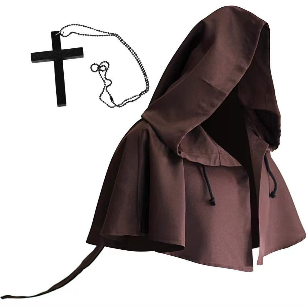 Popular Halloween Monk Grim Reaper Cloak with Hood - Adult Medieval Costume