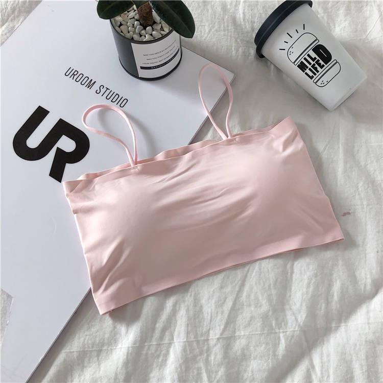 Korean Style Summer Ice Silk Camisole with Chest Pad - Anti-Exposure Sports Vest for Students