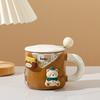 Household Suit with Lid and Spoon Mug Cute Bear Doll Ceramic Cup Large Capacity High Value Water Cup for Girls