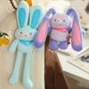 Pull Handle Rabbit Bunny Plush Keychain Pulling Ears Rabbit Plush Doll Keyring  Jewelry Accessories