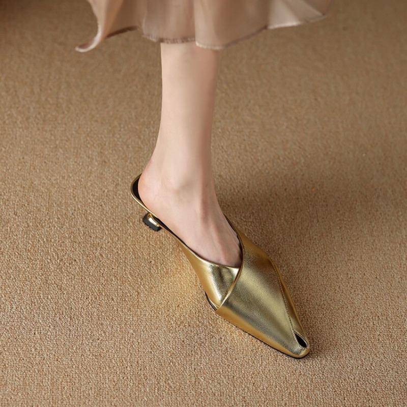 BCEBYL Summer Pointed Toe Stiletto Shallow Mouth Breathable Fashion Women's Shoes New Sexy Elegant Casual Low-heeled Slippers