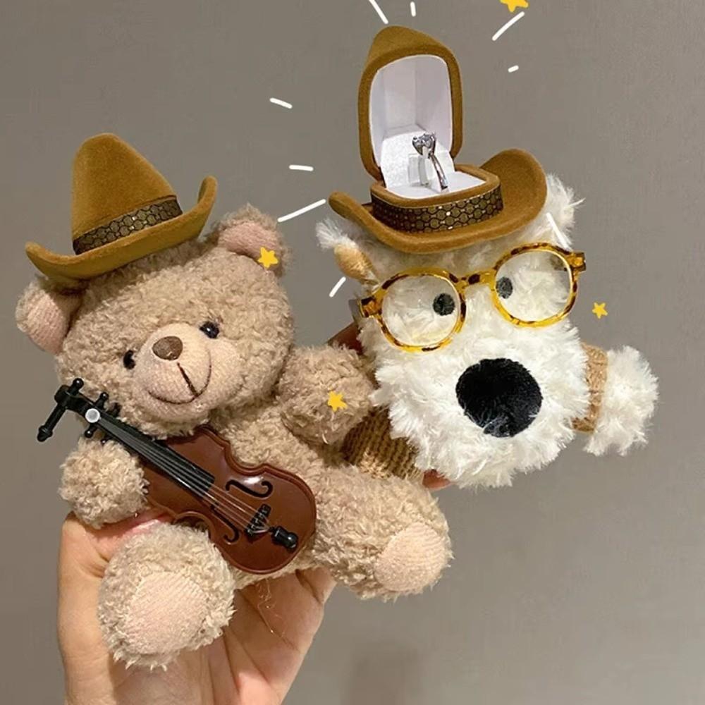 Plush Puppy Doll Ring Display Valentine's Day Gift Couple Rings Holder Couple Gift