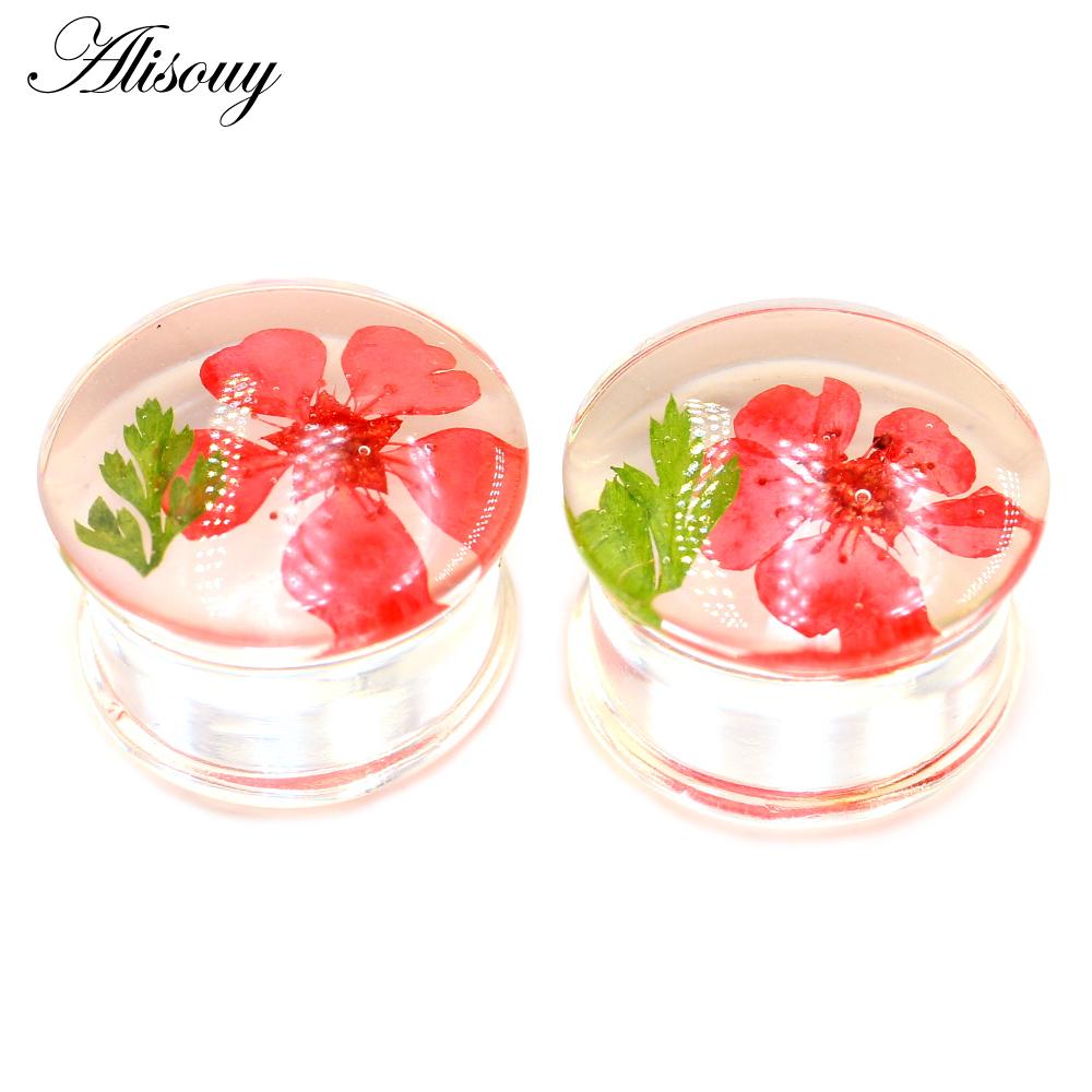 Alisouy 2 шт. прозрачный акриловый цветок лист одуванчик снежинка ушные манометры туннельная пробка носилки расширитель пирсинг украшения для тела