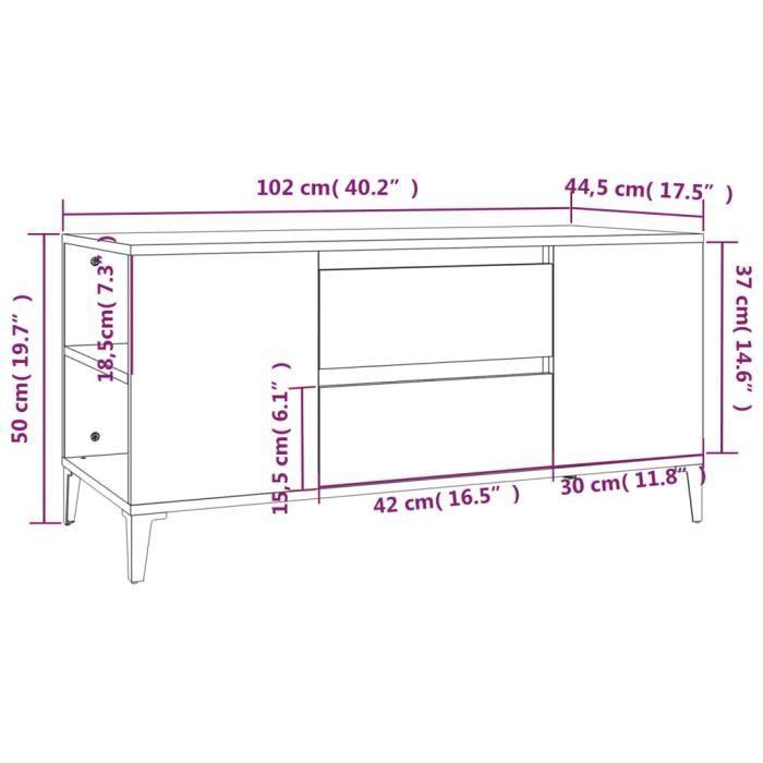 VidaXL TV Stand White 102x44.5x50 Cm Engineered Wood 819604