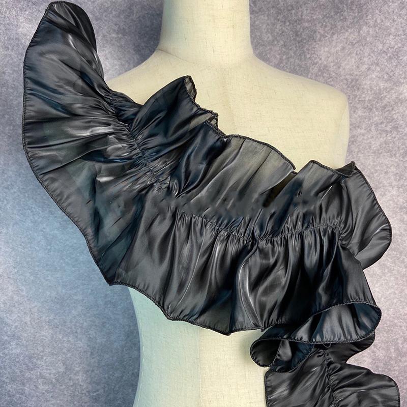 3 ярда Кружевная отделка "Большая волна" Яркий шелковый сатин Складчатая оборка Аппликация из ткани DIY Косплей Танцевальные представления Аксессуары для одежды