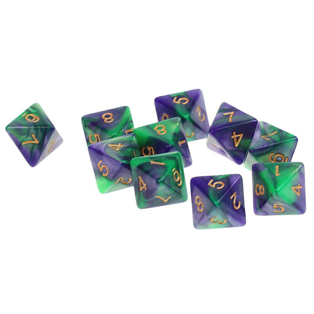 Set of 10 Octahedral Dice for Interactive Gaming Experience
