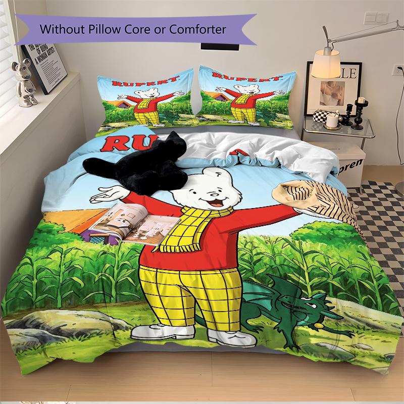 3Pcs Rupert'S Outdoor Adventure Bedding Set Quilt Cover Pillowcase Home Christmas Xmas Halloween Gift 1 Duvet Cover 2 Pillowcase M924443