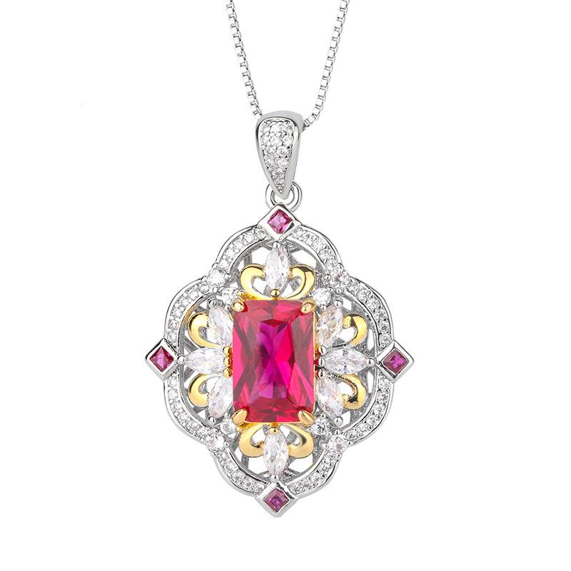 Подвеска из искусственного изумруда Параиба, кольцо с красным цирконием, ожерелье с красным турмалином, набор свадебных украшений для банкета