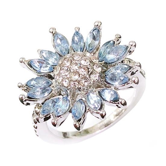 Женское свадебное кольцо с блестящим кубическим цирконием, инкрустированное сверкающим геометрическим украшением, белый аквамарин в форме подсолнуха