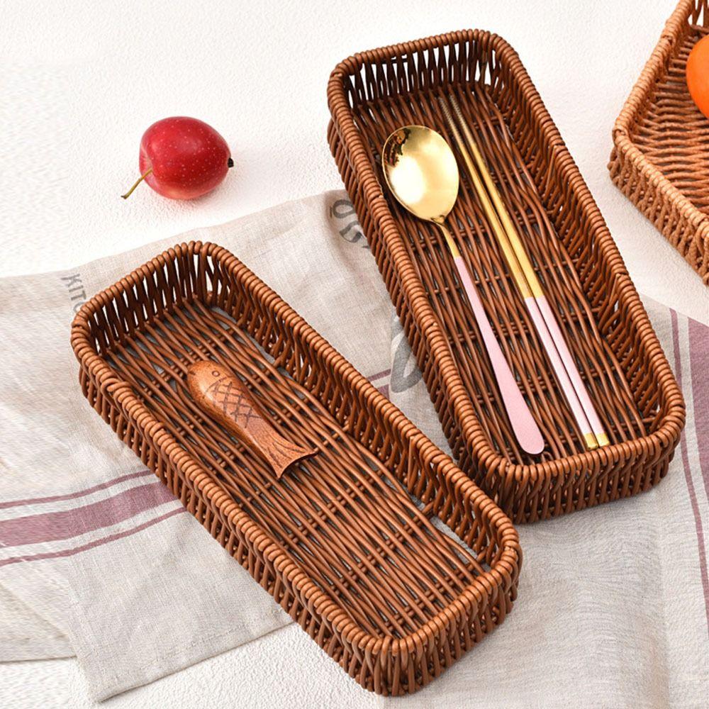 Ротанговый плетеный искусственный поднос для хлеба бытовая корзина для сервировки еды кухонные принадлежности