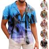 Summer New Men's Printed Slim Fit Shirt Large Fashion Casual Short Sleeve Shirt Men