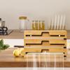3 в 1 органайзер для оберток с резаком Пластиковая пленка Алюминиевая фольга Вощеная бумага Бамбуковый диспенсер Кухонный органайзер из натурального бамбука