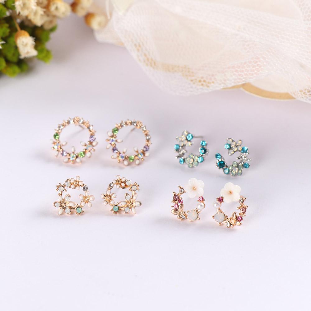 Cute Small Wreath New Colorful Fashion Metal Earring Stud Earrings Flower Circle Drop Earrings