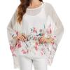 Floral Chiffon Tunics Blouses for Women Batwing Summer Boho Shirts Beach Cover Ups