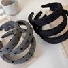 Autumn Winter Retro Black-Gray Headband Bow Sponge Hair Band for Woman Girls Temperament Hair Hoop Female Hair Accessories