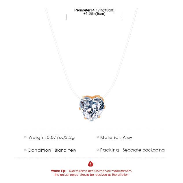 Transparent Fishing Line Necklace for Women Personality Zircon Love Heart-shaped Invisible Clavicle Chain Fashion Jewelry GIfts