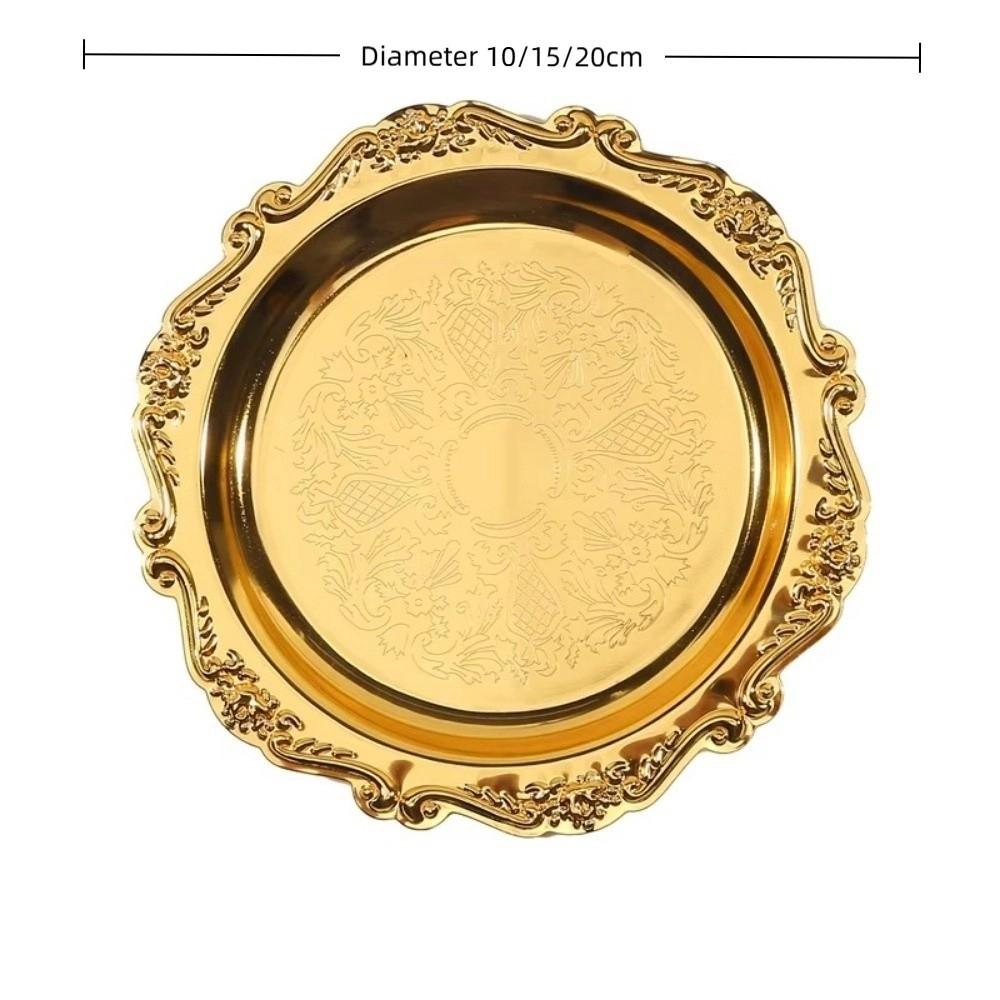 Round Cake Tray Golden Silver Jewelry Storage Tray Luxury Dinner Serving Tray  Tea Cup Holder