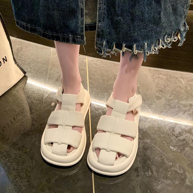 Fashion 2024 Hot Sale Women's Shoes Buckle Strap Women's Sandals Fashion Solid Casual Sandals Women Summer Slingbacks Toe Cap Sandals