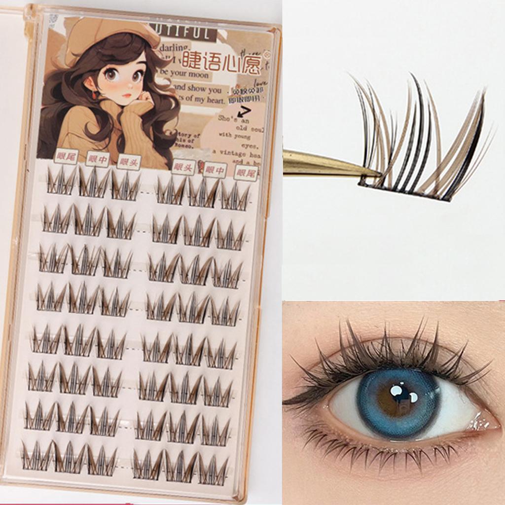 Glue-free Realistic False Eyelashes Daily Stereoscopic Fluffy Eyelashes Clusters for Eye-Lifting Effect DIY Makeup Use