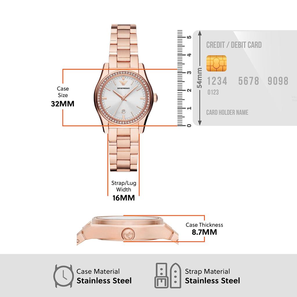Emporio Armani AR11558 Pink Gold Watch Women's