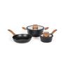 Batterie de cuisine - Induction - LIVOO - MEP147 - Aluminium antiadhésif - 5 pieces - 1 casserole Ø16 - 1 poele Ø24 - 1 faitout Ø24