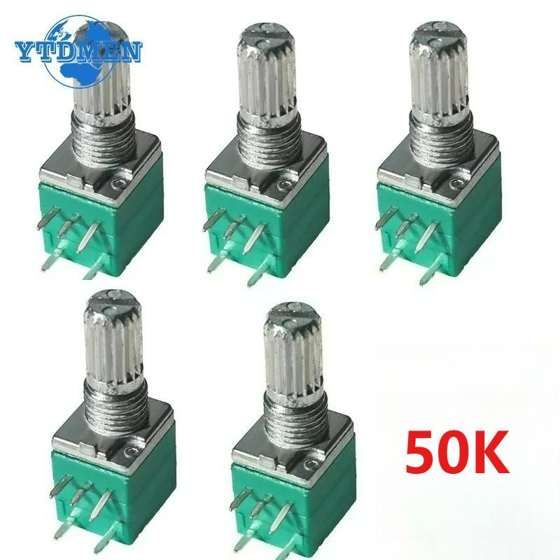 5PCS RK097 Potentiometer 5Pin RK097G B10K 1K 5K 20K 50K 100K 500K 15mm Audio Shaft Amplifier Sealing Rotary Potentiometers Kit