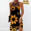 Летнее модное сексуальное платье без рукавов, мягкое повседневное платье с 3D принтом подсолнечника, платье на бретельках без рукавов, летнее платье на подтяжках