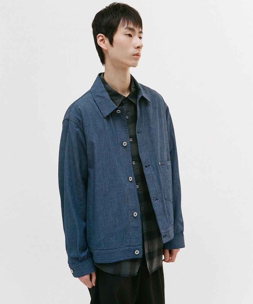 Horlisun Liverty Denim Small Check Jacket Navy