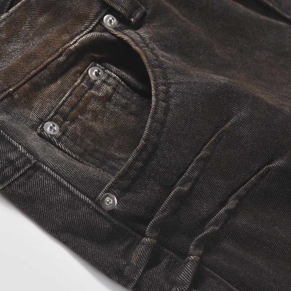 Мужские джинсы Wasteland в уличном стиле с потертостями — модные свободные брюки широкого кроя со складками.