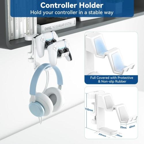 KDD 5-in-1 Desk Organizer - Rotating Headphone Stand with Drink Holder, Detachable Controller Stand, Pen Holder and Cup Holder - Desktop Storage for C