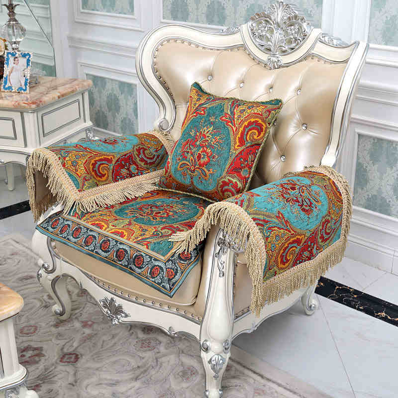 American Style Sofa Cover Anti Slip High-end Chenille Fabric All Season Universal Sofa Cushion Home Decor Sofa Protective Cover