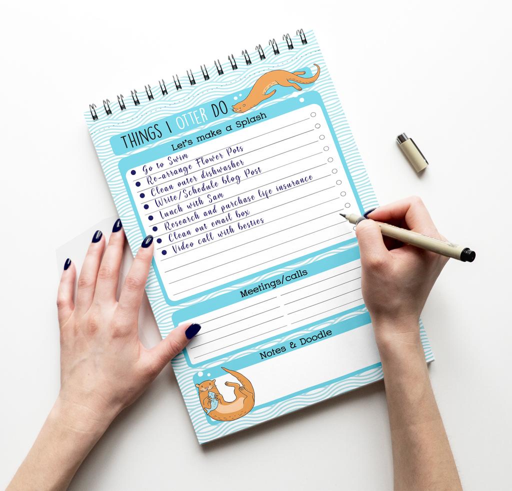 Inkdotpot Блокнот для списка дел – 6” X 9” Бумажная канцелярия, Вещи, которые мне нужно сделать, Спиральный блокнот, Ежедневный контрольный список-(50 листов)