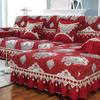 Europe Solid Color Embroidery Sofa Covers for Living Room L-shape Non-slip Floral Lace Armrest Towel Couch Cushion Slipcover