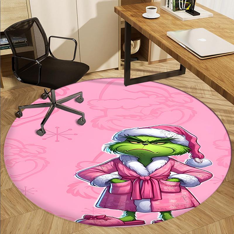 The Grinch Pattern Round Rug, Indoor/Outdoor Mat, for Picnic, Gameroom, Bedroom, Office, Living Room, Home Decor Carpet, Birthday Gift