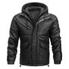 Хлопковая зимняя мужская свободная и толстая теплая куртка с капюшоном из искусственной кожи, двухслойная, на хлопковой подкладке