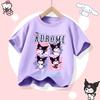 Sanrio Series Kuromis new childrens pure cotton shortsleeved girl casual top for summer Tshirt with cartoon print sport shir
