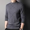 Мужской вязаный нижний свитер с круглым вырезом из чистой шерсти, шерстяной свитер, осенне-зимний новый модный толстый джемпер
