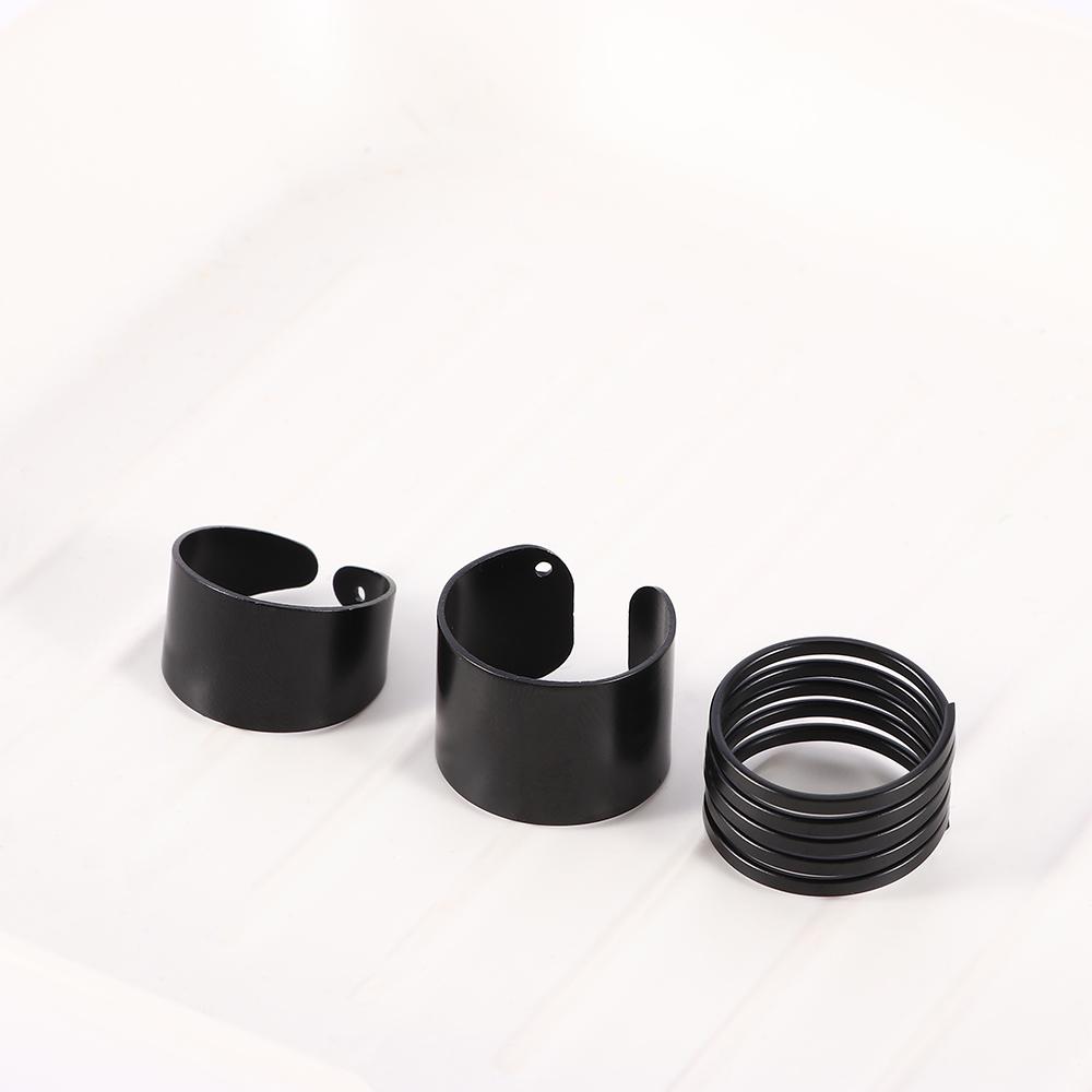 Trendy Finger Open Band Above Stack Ring Set Knuckle Ring Black Midi