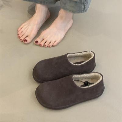 Маленькие биркенштоки на толстой подошве 2025 женские ретро матовые теплые и бархатные цельные биркенштоки на одной педали