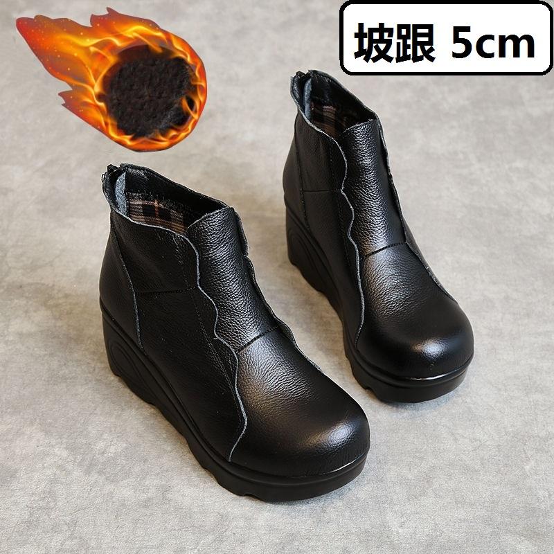 Шикарные туфли на танкетке, женские дизайнерские синие ботильоны из натуральной кожи для женщин, низкие каблуки, удобные туфли из коровьей кожи для мам, женские сапоги