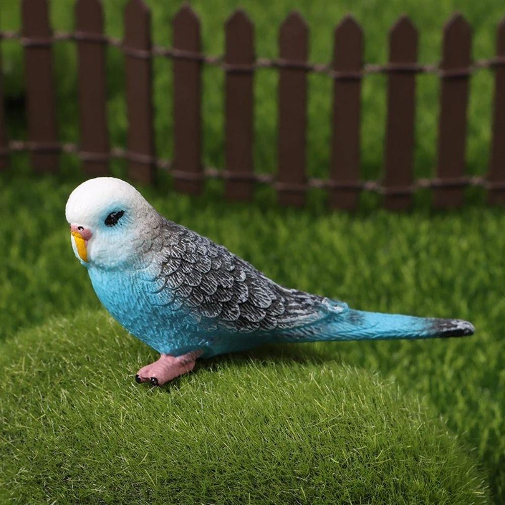 Miniatures Bird Figurines Plastic Parrot Ornament Creative Simulated Budgie Parrot Office